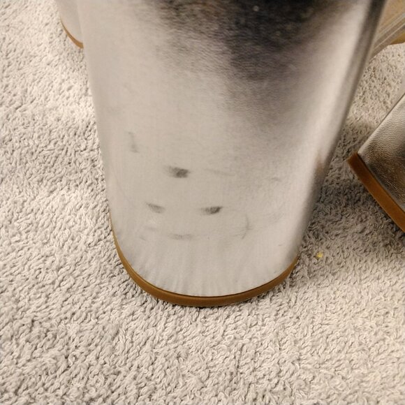 Modatope Womens Platform Sandals Silver Metallic Chunky Heels Ankle Strap Size 9 - Picture 9 of 16